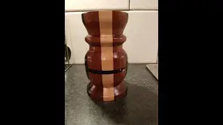 Woodturning a Mahogany and Weng&eacute; vase with milliput inlay.