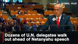 Dozens of U N  delegates walk out ahead of Netanyahu speech