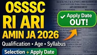 OSSSC RI ARI AMIN ICDS SFS JA 2026 official Notification Released ||Qualifications,Age,Apply Dates?
