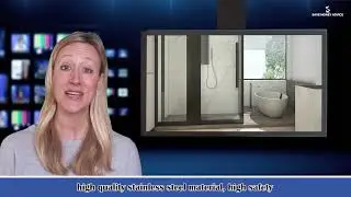 Matte Black Finish Tempered Glass Bathing Room, High Quality Stainless Steel Material, High Safety