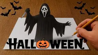 🎃 Amazing Ghostface 3D Drawing &ndash; Mind-Blowing Halloween Trick Art on Paper!