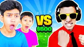 $500 1V1 Vs TRASH TALKING WEIRD FAN IN FORTNITE With MY LITTLE BROTHER! (TOXIC)