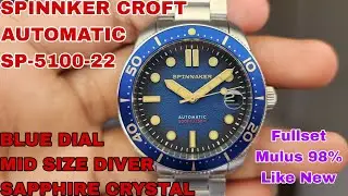 SOLD SPINNAKER CROFT SP-5100-22 MID SIZE DIVER AUTOMATIC BLUE FULLSET LIKE NEW FOLLOW IG LakoneWatch