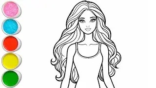 Cute Barbie Girl Drawing for kids, Painting & Coloring for kids, Toddlers | Let's Draw Together