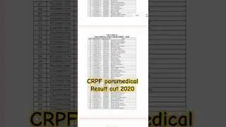CRPF paramedical staff result out 2020#crpf #crpfparamedicalstaffrecruitment2020#result#crpfstatus