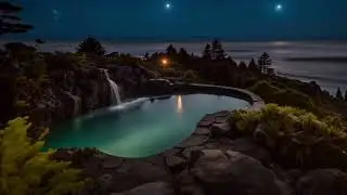Cliffside Hot Spring at Twilight Ambience