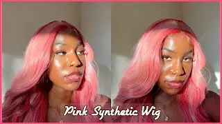 PINK LACE FRONT SYNTHETIC WIG!! |DIY Highlighted Wig| Cheap Amazon Wig