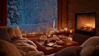 (No Ads) Warm Hearth Fireplace with Cold Wind Sounds for Inner Peace