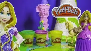 Playing with the Play Doh Princess Rapunzel Tower Playset
