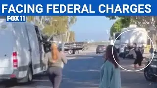 Man accused of throwing water bottle at ICE agents faces up to 8 years in prison | FOX 11 LA