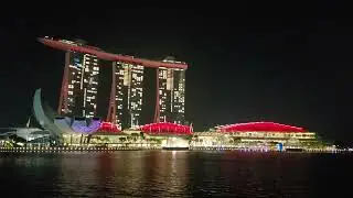 Marina Sands Light Show from the Marina, Singapore
