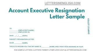 Account Executive Resignation Letter Sample - Resignation Letter for Account Executive