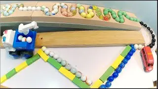 Designing a Domino-Powered Marble Run from Plywood-Marble Run ASMR Race