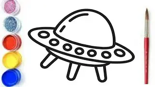 UFO Space Ship Drawing painting and Coloring for kids and toddlers Part 119