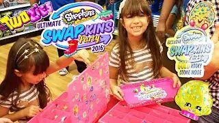 Shopkins Swapkins PARTY 2016 at Toys R Us - Exclusive 12 Pack Gold Kooky Cookie and Twozies Opening