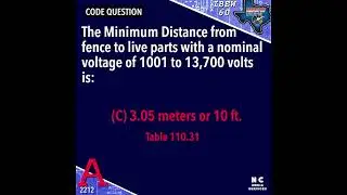 Answer to this morning's question&hellip;(C) 3.05 meters or 10 ft. -  Table 110.31