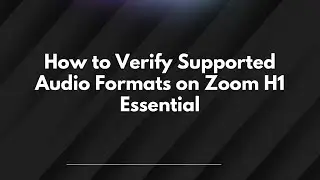 How to Verify Supported Audio Formats on Zoom H1 Essential