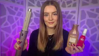 ASMR my hair routine 🎀 washing, styling, products, tools