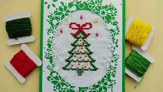 DIY Christmas Tree Greeting Card Cross Stitch-A-Long and Free Chart 🎄