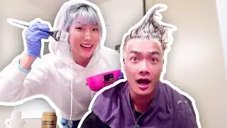 Bleaching JYP's Hair!!!!!! 😱😱😂😋 ft BTS idol dance (hilarious like a fail) (try not to laugh)