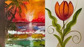 Beach sunrise painting | Watercolor painting | art classes #kaviartstudio #artclass #paintingclass 
