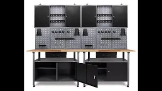 Ondis24 Werkstatteinrichtung Klaus 240cm mit H&auml;ngeschr&auml;nken und Lochw&auml;nden