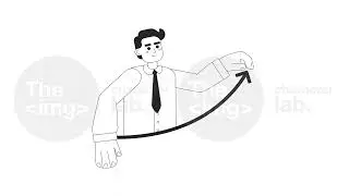 Business man pulling chart arrow up bw 2D animation