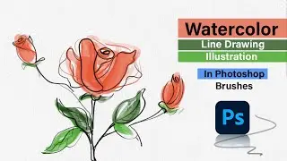 Watercolor Rose Illustration In Photoshop brushes ||  DIGITAL ART WORLD ||Photoshop Tutorial