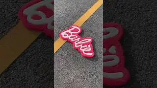 Barbie 1959 logo tufted rug #rugmaking #tufting #tuftingart #customrugs #rugs #tuftinggun #barbie