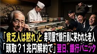 「貧乏人は黙ってろよ」高級寿司店でエリート銀行員に見下された爺さんが一本の電話「頭取？1兆解約で」翌日、銀行員が出社すると本店が大パニック状態！
