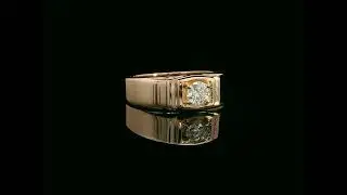 Men&rsquo;s Solitaire Diamond Ring in 18K Gold | 0.32 Carat Classic Bold Band
