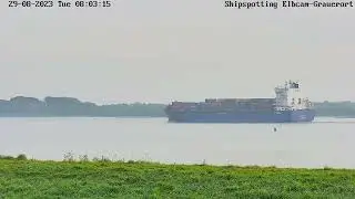 DELPHIS RIGA auf der Elbe am 29.08.2023 von Hamburg kommend vor Grauerort