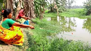 Indian Village Woman Mud Water Pond Hook || Fishing world mom
