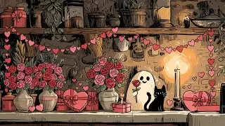 Ghostly Valentine Night 👻💝 Cozy Love Lofi ~ Chillhop Beats for Study, Reading & Soft Hearts 🌹
