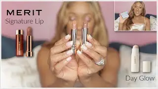 MERIT BEAUTY | Day Glow | Signature Lip Lightweight Lipsticks - Slip and 1990