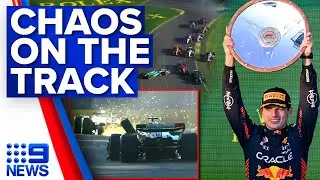 Multiple crashes cause chaos in farcical Australian Grand Prix finish | 9 News Australia