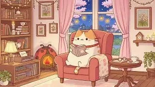Pusheen&rsquo;s Cozy Spring Nook 🌸 Lofi Beats for Study & Focus 📚 Warm Evening Vibes