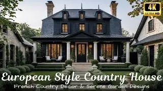 Modern Black European Style House with French Country Decor & Serene Garden Designs