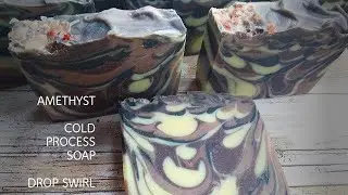 💜Amethyst Soap Re-make/Drop Swirl Cold Process Soap/Soap Making with natural ingredients