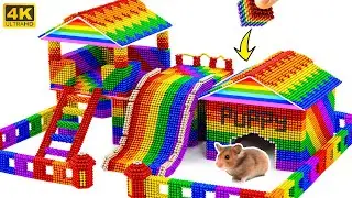 Challenge To Build A Dog House Outdoor Staircase From Magnetic Balls - Magnet Satisfying