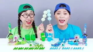 Blue VS Green Jelly Candy Dessert Challenge DONA