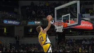 Johnny Furphy steals the ball and soars for the fastbreak dunk, Haliburton is celebrating