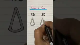 Cone Drawing 2D & 3D #shorts #youtubeshorts #ytshorts #viralshorts #trendingshorts