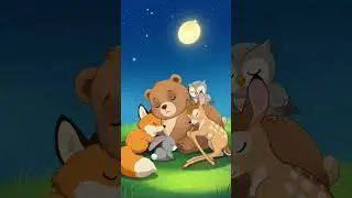 🌙✨ Baby animals sleep together under the stars, cozy and peaceful. 🐾💤