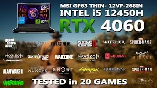 MSI Thin- Intel i5 12450H + RTX 4060 Gaming Benchmark Test in 2025 | Tested in 20 Games |
