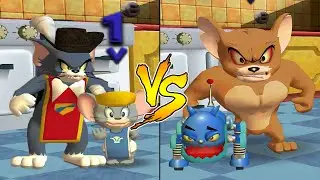 Tom and Jerry in War of the Whiskers Nibbles Vs Tom Vs Monster Jerry Vs Robot Cat(Master Difficulty)