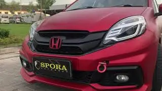 Honda Brio Full Body Wrapping Dark Red Satin