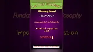 CU 1st Semester Philosophy MDC CC 1 Suggestion 2025 | Philosophy General MDC 1 Suggestion 2025