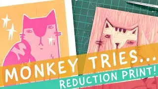 MONKEY TRIES...reduction lino print | Chatty vlog | It's harder than I thought