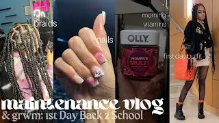 maintenance vlog | grwm: first day back to school spring semester | hair, nails, lashes & more